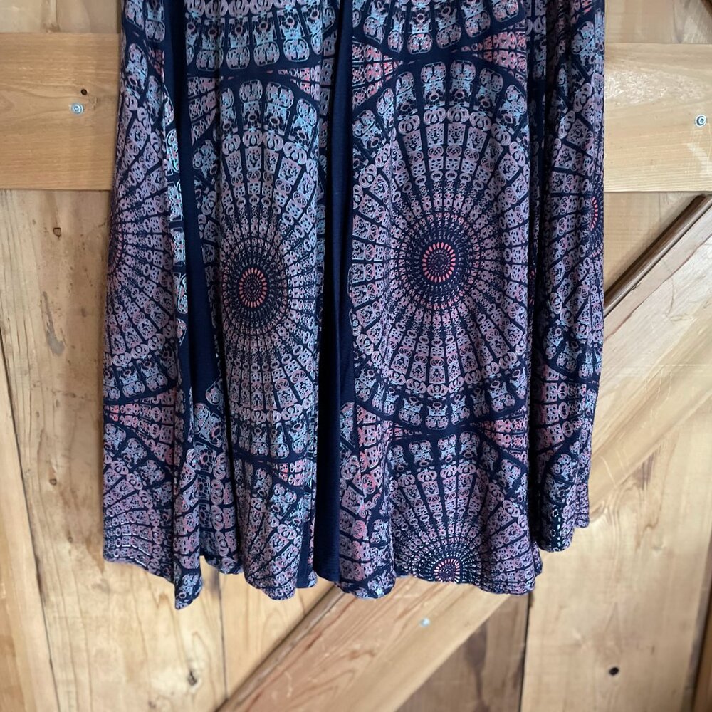 YIREH Boho Maxi Flare Skirt, Mandela Blue/Purple Sustainable, Festival Sz. XS - Picture 7 of 7